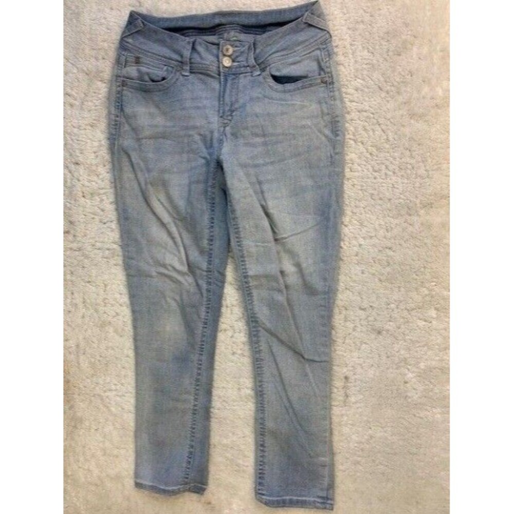 Wallflower Size 7 Womens Jeans Stretch Mid Rise SKinny Light Wash